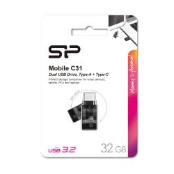 Silicon Power Mobile C31 32GB USB 3.1 Stick με σύνδεση USB-A & USB-C Μαύρο