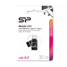 Silicon Power Mobile C31 32GB USB 3.1 Stick με σύνδεση USB-A & USB-C Μαύρο