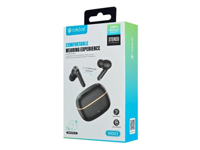 CELEBRAT earphones με θήκη φόρτισης WD03