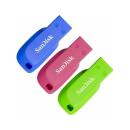 SANDISK CRUZER BLADE 3X USB TYPE 2.0 BLUE-GREEN-PINK 